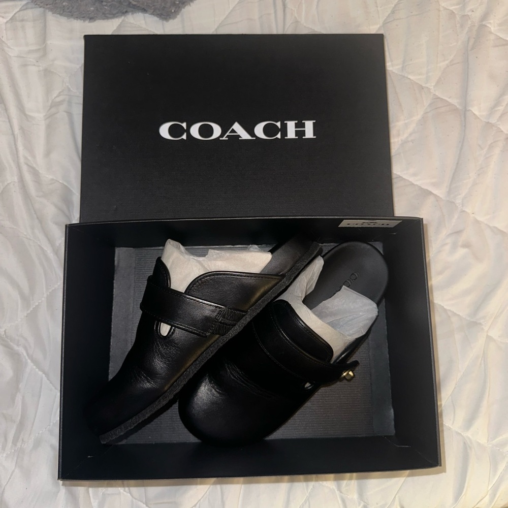 Coach Black Leather Cloggs